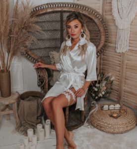 Elegantní svatební župan - krémový